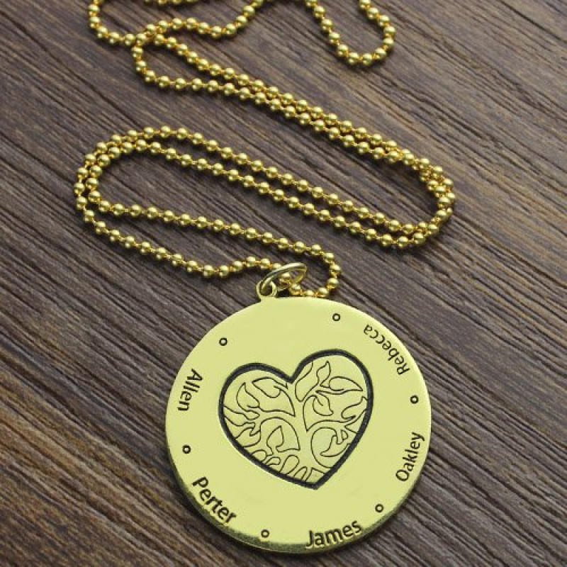 Engraved heart family tree necklace product image