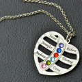 Personalised heart necklace with names and birthstones