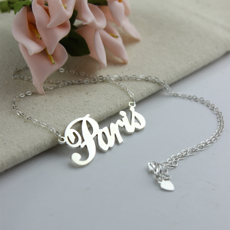 Paris Style Name Necklace Close-Up Paris-style personalised name necklace close-up view