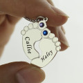 Baby Feet Birthstone Necklace Personalised baby feet birthstone necklace
