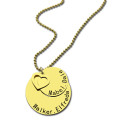 Personalised family disc necklace with heart detail