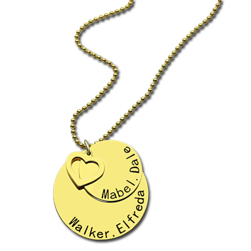 Personalised family disc necklace with heart detail