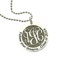 Personalised class graduation monogram necklace in sterling silver