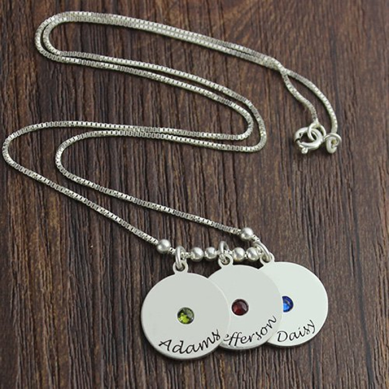 Mother's Disc and Birthstone Charm Necklace Mother's Disc and Birthstone Charm Necklace product image