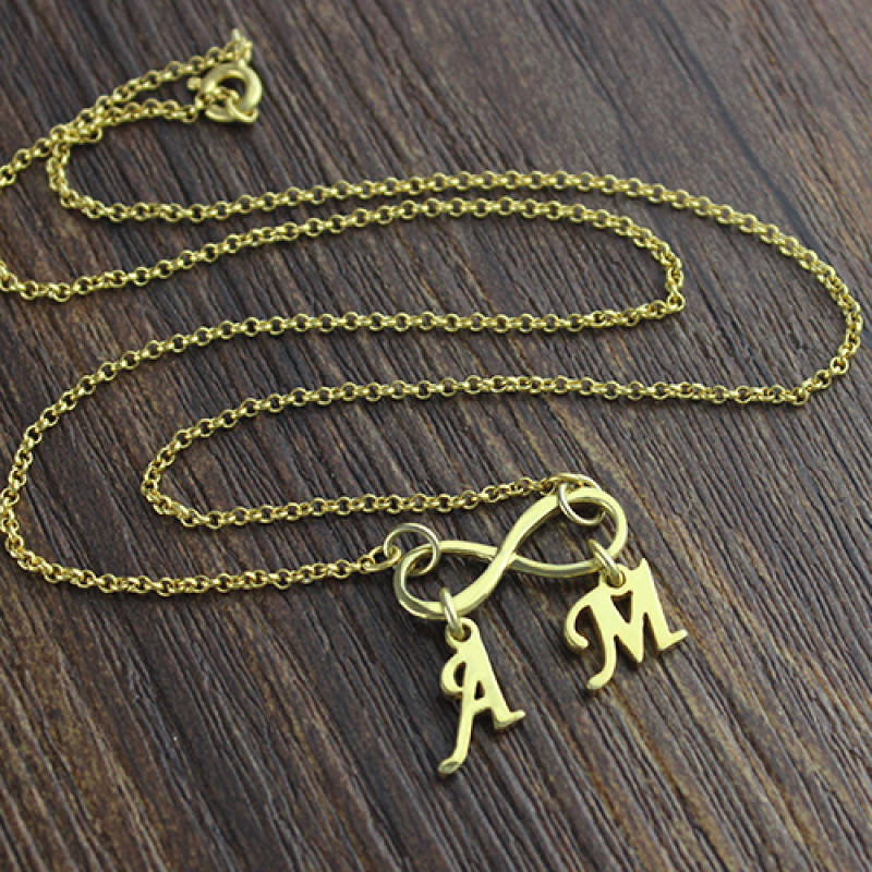 Infinity Pendant Double Initial Necklace Double initial infinity pendant necklace product view