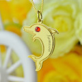Personalised Dolphin Pendant Necklace Personalised dolphin pendant necklace shown from another angle