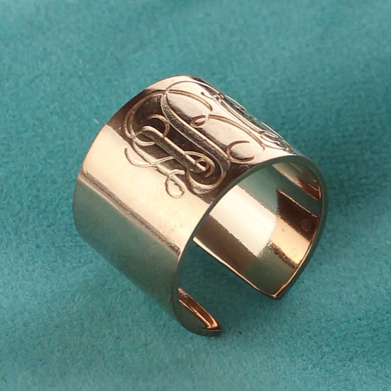 Engraved monogram cuff ring product view