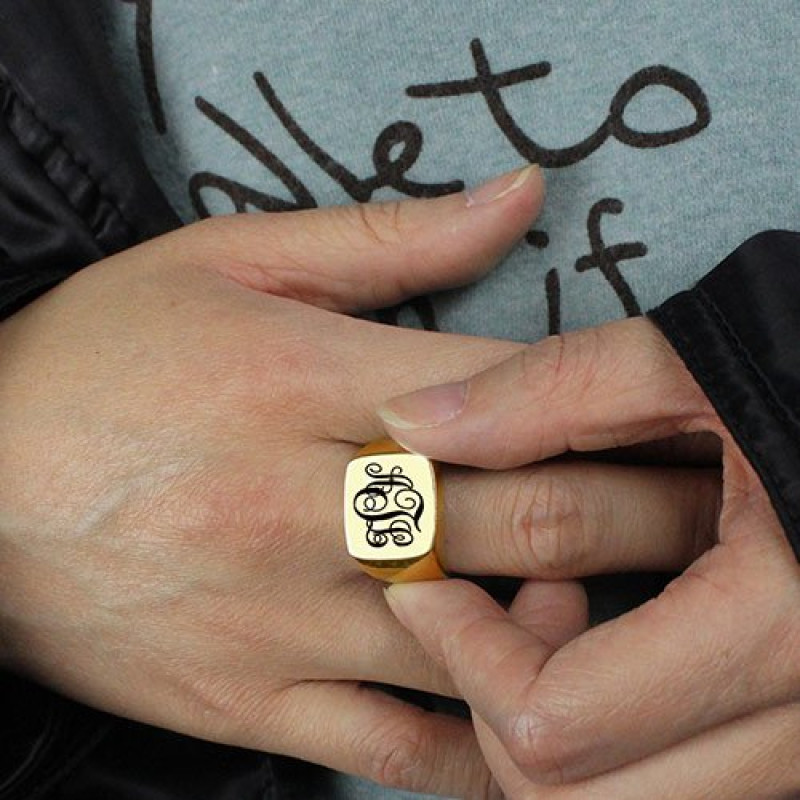 Custom monogram signet ring product view
