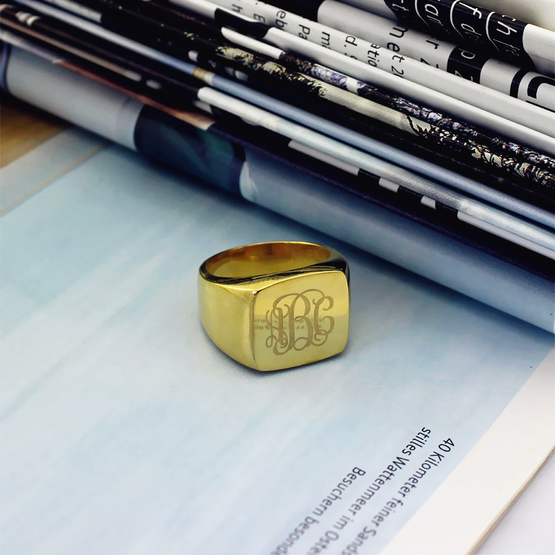 18ct gold plated monogram initial ring product view