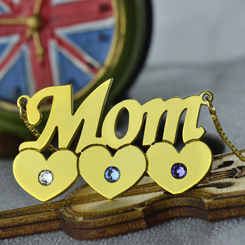 Mum Birthstone Heart Pendant Heart pendant necklace for Mum with birthstone