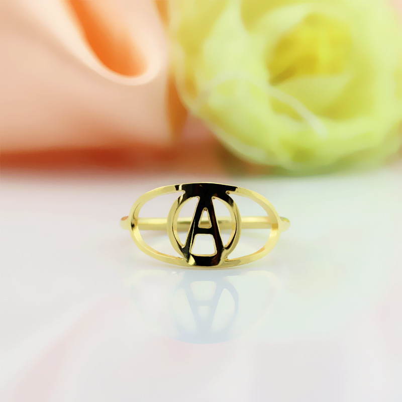 Eye Initial Ring Detail Personalised eye-shaped initial ring detail image