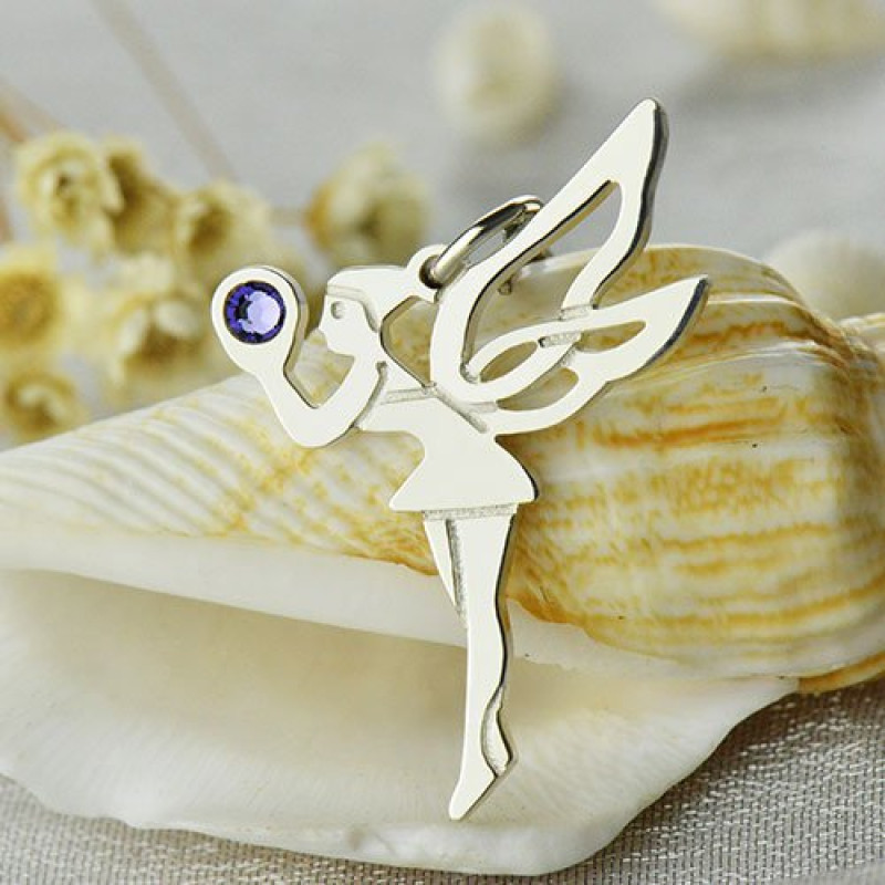 Fairy Birthstone Necklace Detail Personalised fairy birthstone necklace for girls