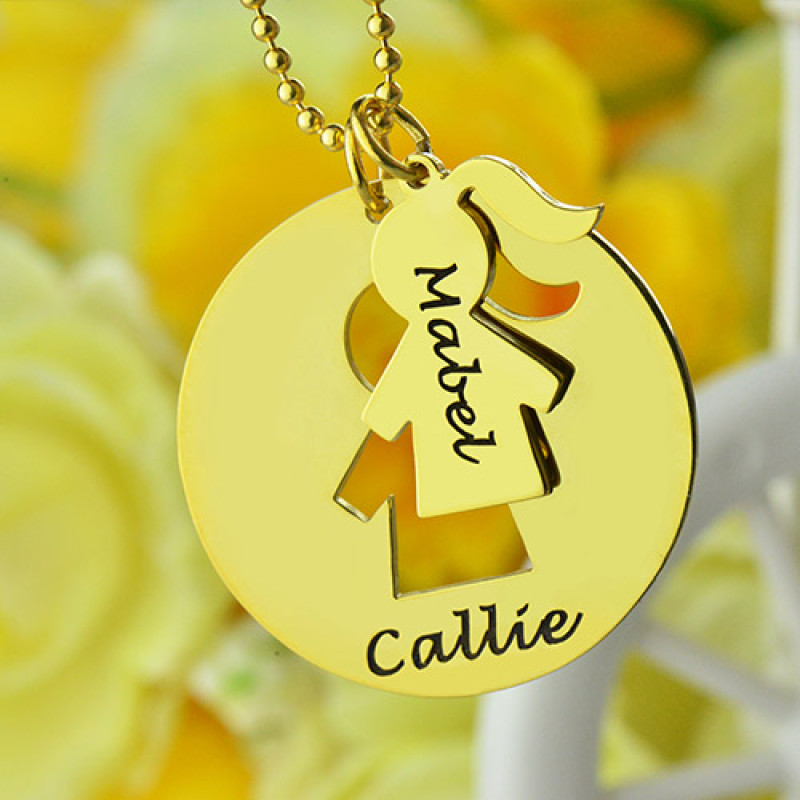 Engraved Mother and Child Necklace Set Engraved mother and child necklace set