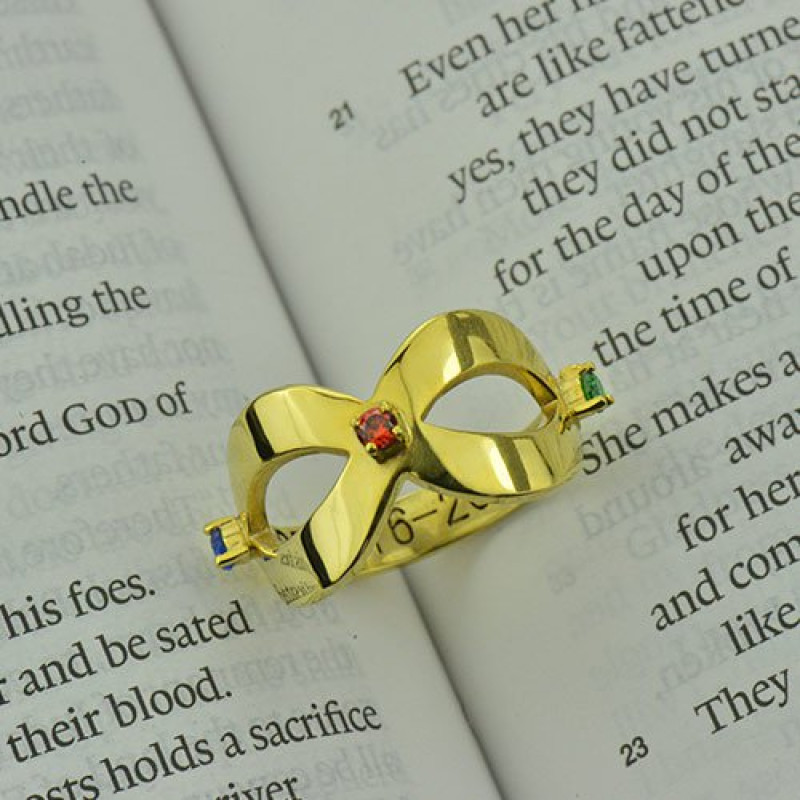 Engraved Infinity Birthstone Ring Engraved infinity birthstone ring additional view