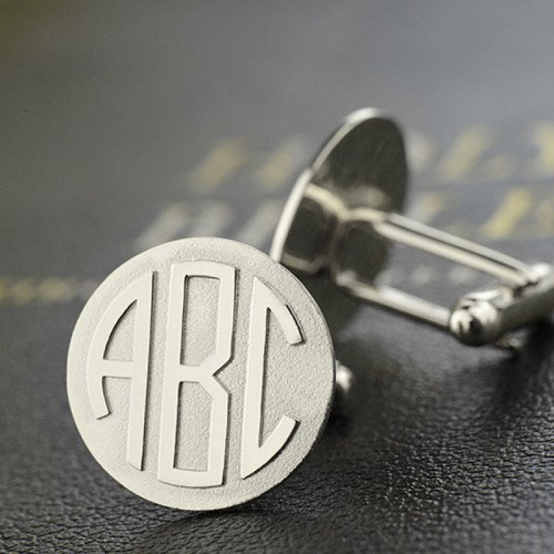 Personalised men's block monogram cufflinks, gallery view