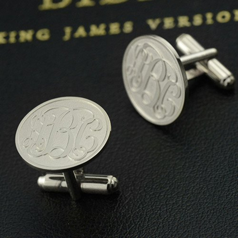 Engraved Monogram Cufflink Detail Engraved cufflinks with monogram detail