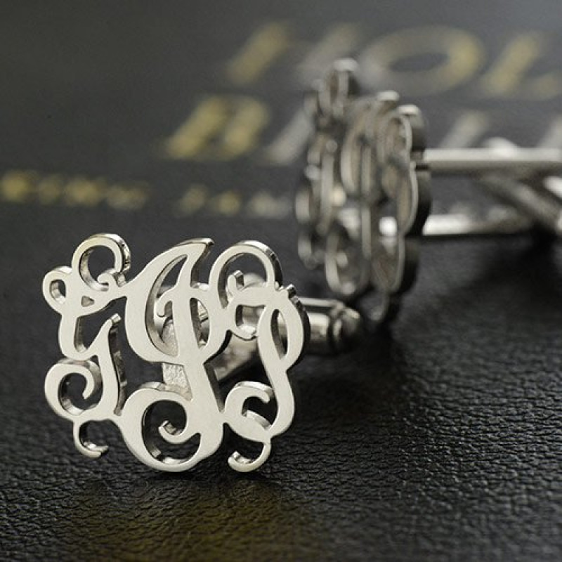 Personalised Script Monogram Cufflinks Personalised three-initial script monogram cufflinks