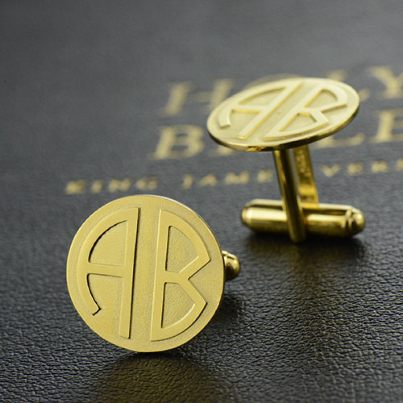 Block Monogram Cufflinks Additional View Personalised block monogram cufflinks for men, additional view
