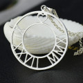 Personalised Roman numeral disc necklace in sterling silver