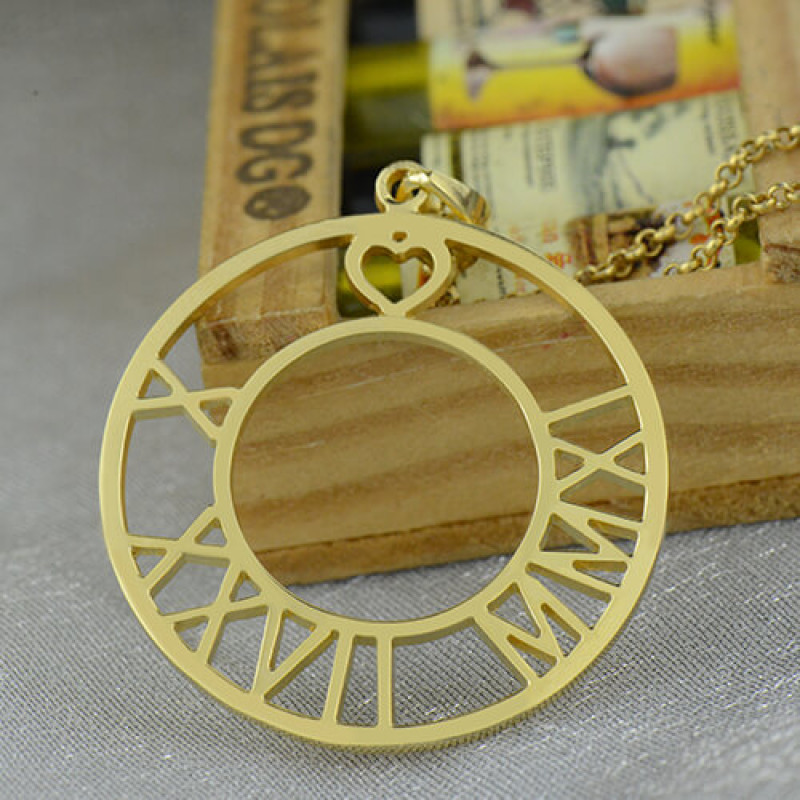 Open-circle Roman numeral pendant necklace
