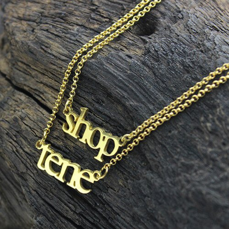 Double-layer mini personalised name necklace view