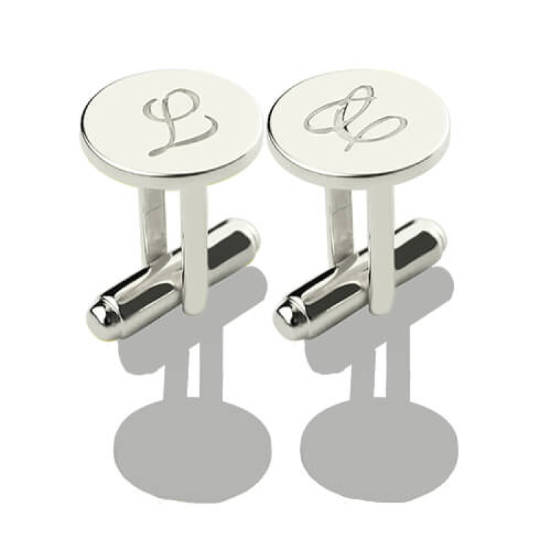 Initial Cufflinks Detail Personalised round initial cufflinks detail