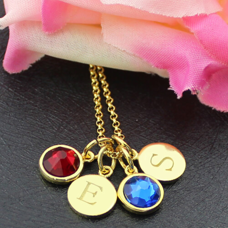 Double Disc Initial Family Pendant Double-disc family pendant with initials and birthstones