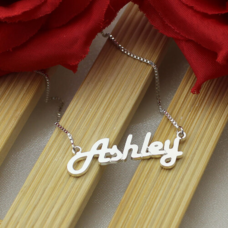Sterling Silver Retro Name Necklace - Product Image Sterling silver retro personalised name necklace product image
