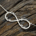 Sterling Silver Infinity Symbol Necklace with 4 Names Personalised sterling silver infinity symbol necklace with four names