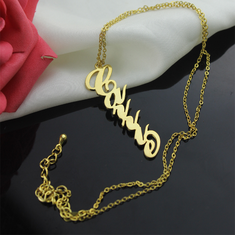 18ct Gold Vertical Name Necklace 18ct solid gold vertical Carrie style personalised name necklace