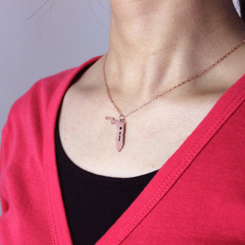 Custom Florida State USA Map Necklace With Heart Name Rose Gold Custom Florida State USA Map Necklace With Heart Name Rose Gold