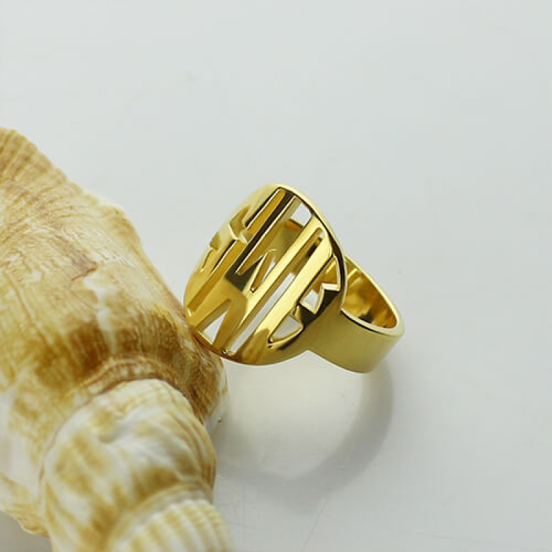 Personalised block circle monogram ring product image