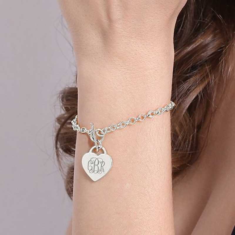 Personalised Monogram Heart Charm Bracelet Personalised monogram heart charm bracelet product image