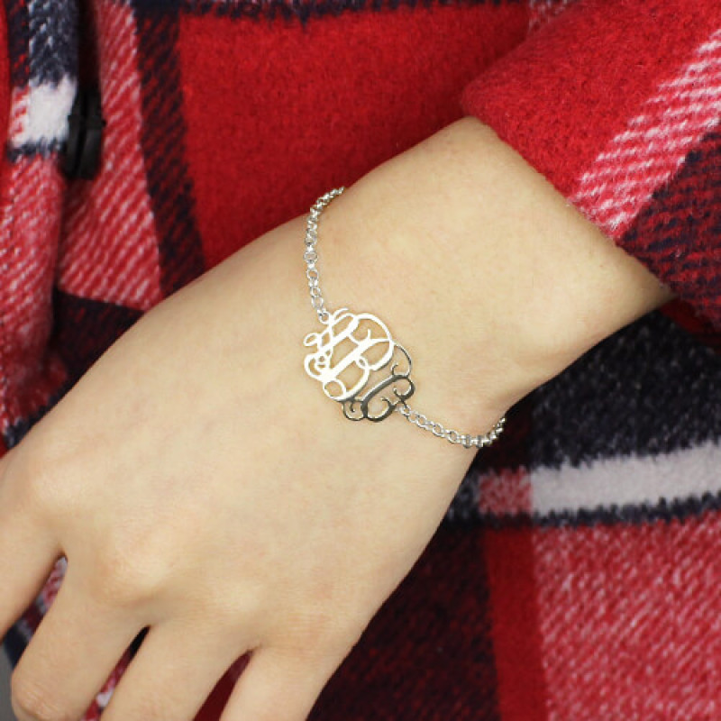 Sterling Silver Monogram Bracelet – Alternate View Sterling Silver Monogram Bracelet alternate product view