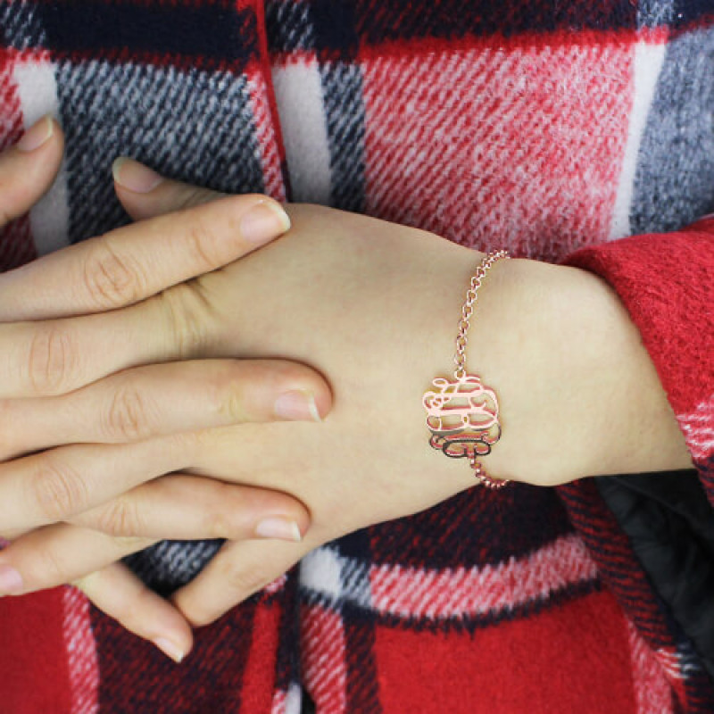 Monogram Bracelet Pendant Detail Personalised monogram name bracelet pendant detail