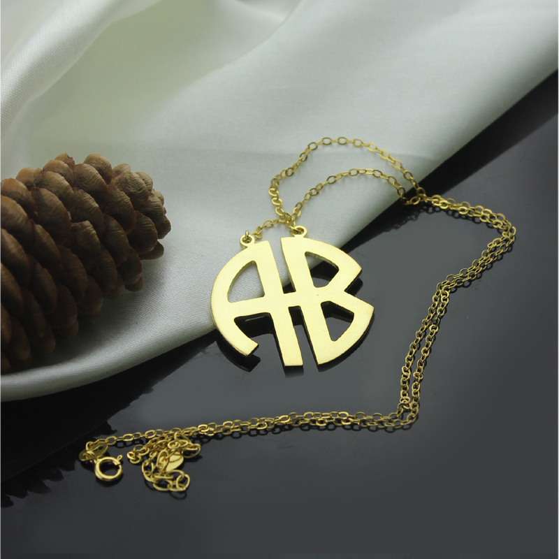 Two Initial Block Monogram Pendant Personalised two-initial block monogram pendant necklace