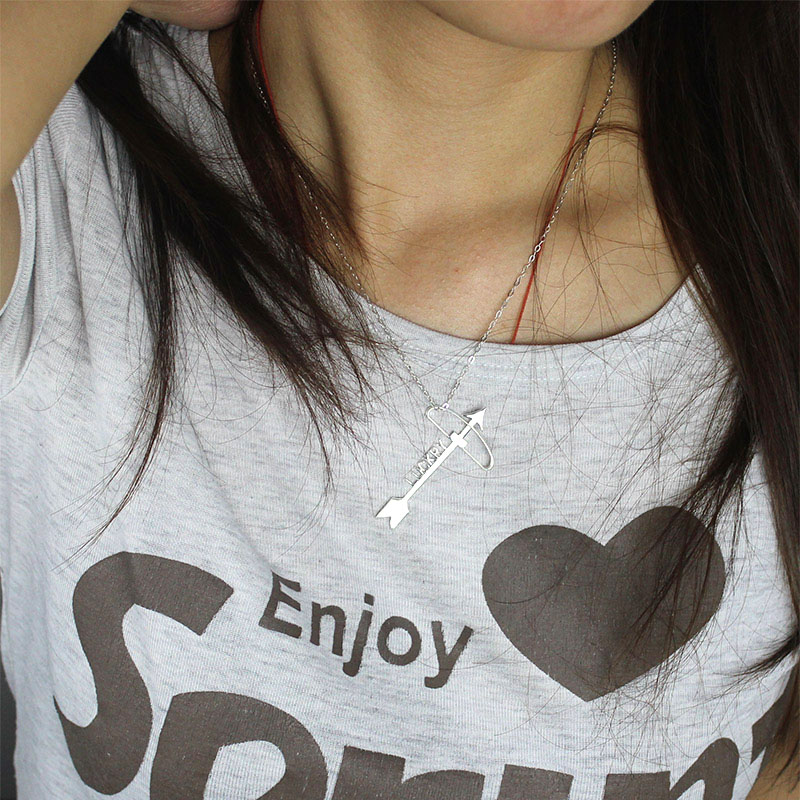 Personalised arrow cross name pendant necklace product image