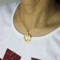 Latin-style circle cross name necklace