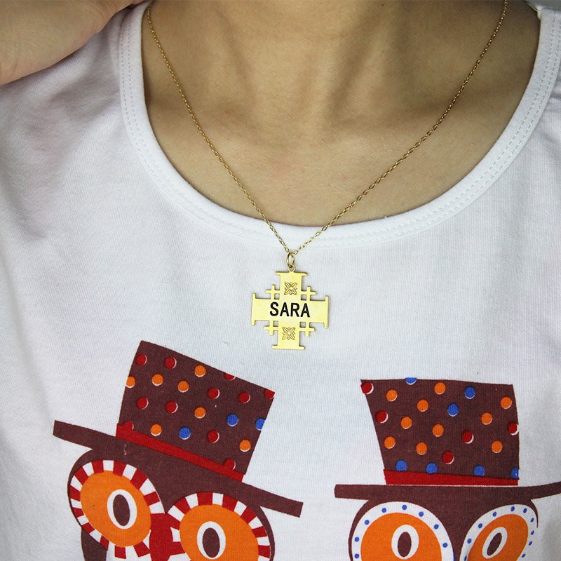 Engraved Jerusalem Cross Necklace Jerusalem cross necklace with engraved name