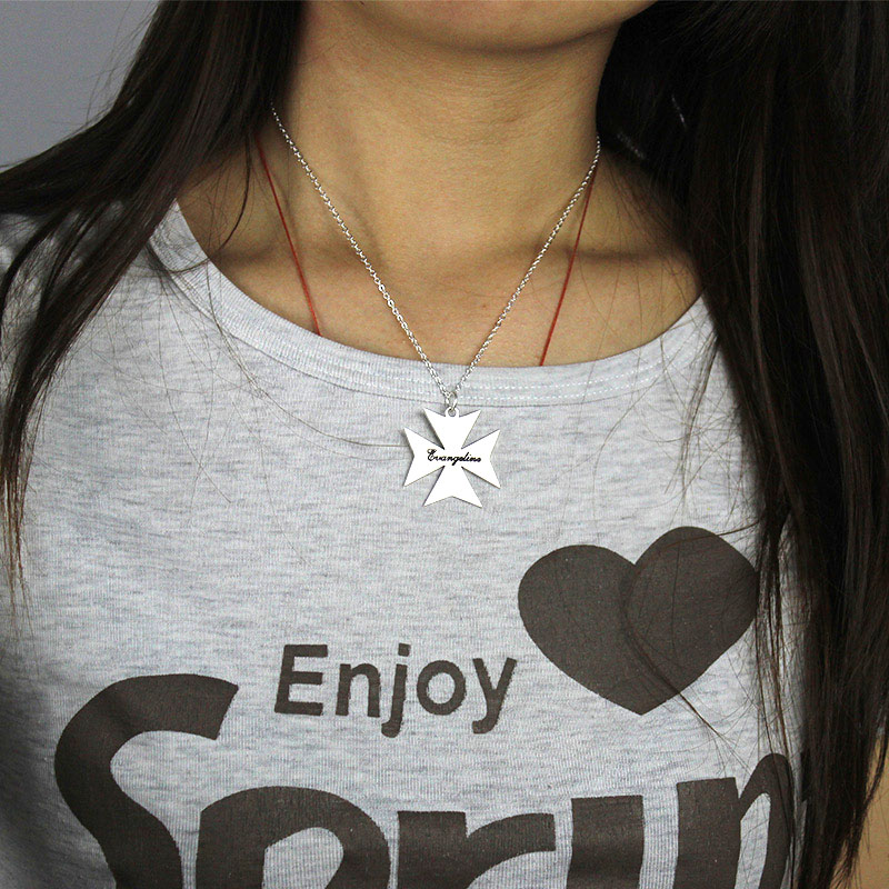 Personalised Maltese cross necklace product view