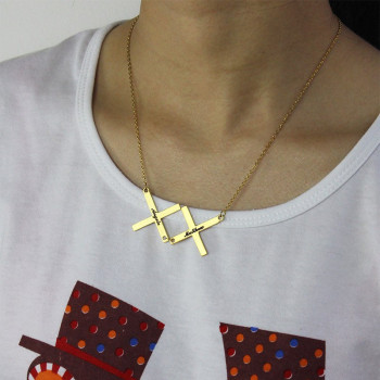 Gold Plated 925 Silver Greece Double Cross Name Necklace Gold Plated 925 Silver Greece Double Cross Name Necklace