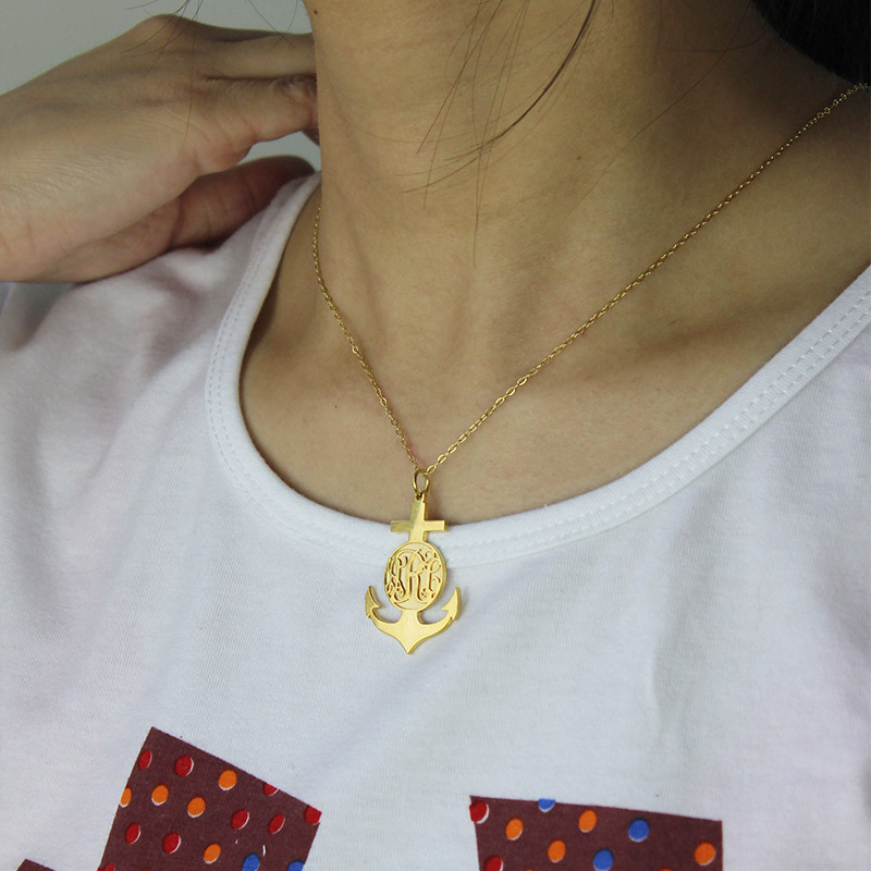 Anchor Monogram Initial Necklace Anchor monogram initial necklace product image