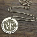 Personalised class graduation monogram necklace in sterling silver