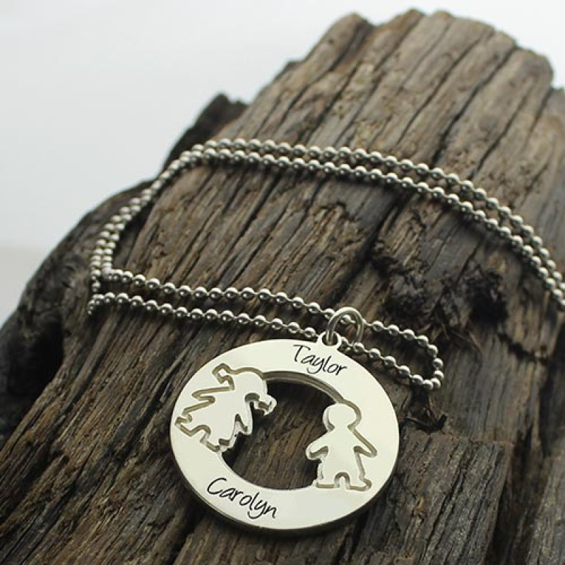 Sterling Silver Circle Necklace - Gallery View Personalised sterling silver circle necklace, gallery image