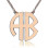 Two Initial Block Monogram Pendant Necklace Solid Rose Gold