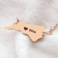 Rose Gold North Carolina Name Necklace Rose gold personalised North Carolina map necklace product view