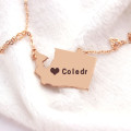Washington State map heart name necklace product view