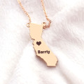 California State Heart Name Necklace California state-shaped heart name necklace