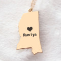 Personalised Mississippi state-shaped necklace product view