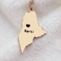 Maine state-shaped custom name necklace